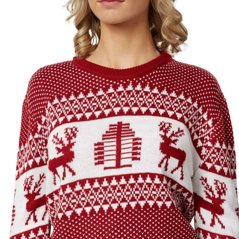 tectake® Weihnachtspullover Winterwunderland rot-weiß für Frauen