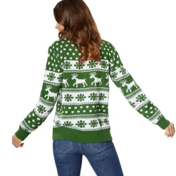 tectake® Weihnachtspullover Winterzauber grün-weiß für Frauen
