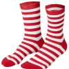 tectake® Weihnachtssocken gestreift weiß-rot