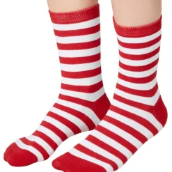 tectake® Weihnachtssocken gestreift weiß-rot