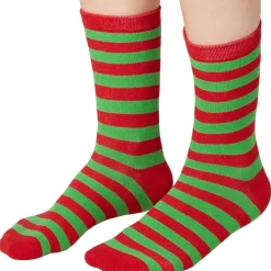 tectake® Weihnachtssocken gestreift grün-rot