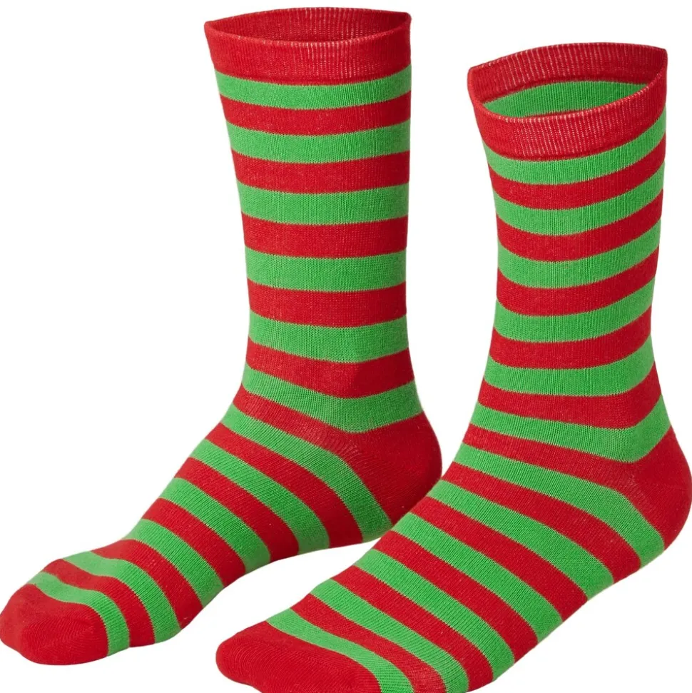 tectake® Weihnachtssocken gestreift grün-rot
