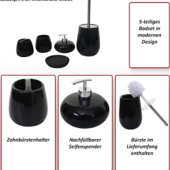 5-teiliges Badset MCW-C72, WC-Garnitur Badezimmerset Badaccessoires, Keramik ~ weiß