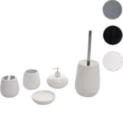 5-teiliges Badset MCW-C72, WC-Garnitur Badezimmerset Badaccessoires, Keramik ~ weiß