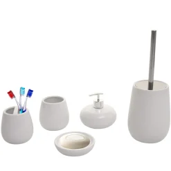 5-teiliges Badset MCW-C72, WC-Garnitur Badezimmerset Badaccessoires, Keramik ~ weiß
