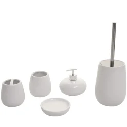 5-teiliges Badset MCW-C72, WC-Garnitur Badezimmerset Badaccessoires, Keramik ~ weiß