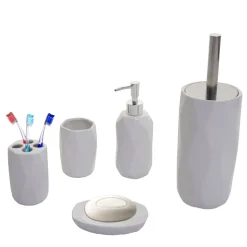 5-teiliges Badset MCW-H88, WC-Garnitur Badezimmerset Badaccessoires, Keramik ~ weiß
