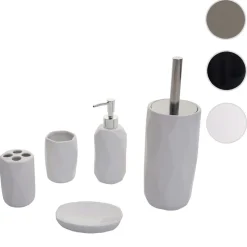 5-teiliges Badset MCW-H88, WC-Garnitur Badezimmerset Badaccessoires, Keramik ~ weiß