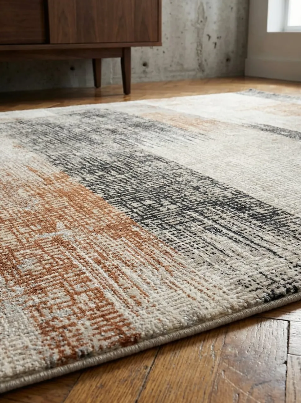 Teppich TIBER-Orte, geometrisch-abstrakt, Terrakotta, 200 x 290 cm