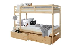 TiCAA Etagenbett Finn Natur mit 2er Schubkästen