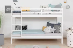 TiCAA Etagenbett Stockbett Rene Kiefer massiv Weiß