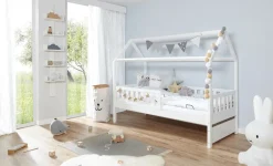 TiCAA Hausbett "Traumhaus" Kiefer Weiß