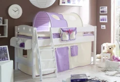 TiCAA Hochbett "Kenny R" Kiefer Weiß Classic