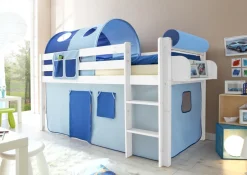 TiCAA Hochbett "Malte" Kiefer Weiß Classic