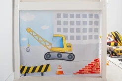 TiCAA Hochbett "Oskars Baustelle" Kiefer weiß