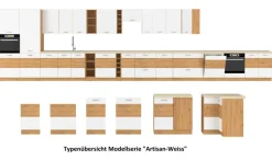 Unterschrank 60 cm Eiche Artisan + Weiß Hochglanz Küchenzeile Küchenblock Küche