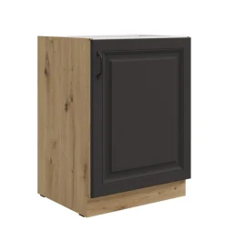 Unterschrank 60 cm Stilo Grau + Eiche Artisan Küchenzeile Küchenblock Küche