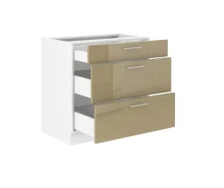 Unterschrank 80 Lara Cappuccino Hochglanz Küchenzeile Küchenblock Soft-Close