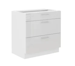 Unterschrank 80 Lara Weiß Hochglanz Küchenzeile Küchenblock Küche Soft-Close