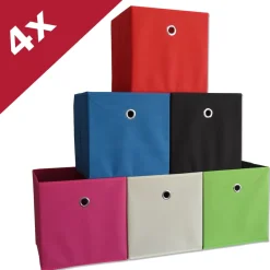 VCM 4er Set Faltbox | Klappbox Stoff Kiste | Faltschachtel | Maße ca. H. 28 x B. 27 x T. 27 cm | Regalbox - Boxas