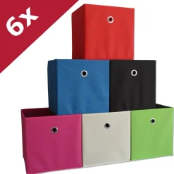 VCM 6er Set Faltbox | Klappbox Stoff Kiste | Faltschachtel | Maße ca. H. 28 x B. 27 x T. 27 cm | Regalbox - Boxas