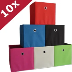 VCM 10er Set Faltbox | Klappbox Stoff Kiste | Faltschachtel | Maße ca. H. 28 x B. 27 x T. 27 cm | Regalbox - Boxas