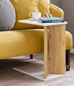VCM Holz Beistelltisch | Couchtisch schlicht | Maße ca. H. 49 x B. 25 x T. 50 cm | Wohnzimmertisch mit zwei Fächern | Kaffeetisch - Nachto M
