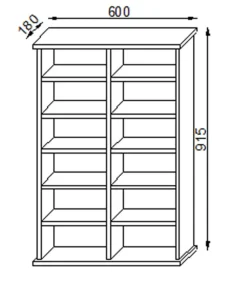 VCM Holz CD DVD Stand Regal | CD Regal mit Platz für 300 CDs oder 130 DVDs oder 72-Videos | Maße: H. 92 x B. 60 x T. 18 cm. | Elegantes DVD Regal | Blu ray Regal | CD Regal - Ronul