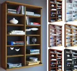 VCM Holz CD DVD Wandregal/Wandvitrine | Vitrine mit 2 ESG-Sicherheitsglastüren. | Maße: H. 92 x B. 60 x T. 18 cm | 10 variable Einlegeböden - Zuntisa