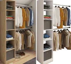 VCM Holz Kleiderschrank | offener Schrank | begehbarer Kleiderregal | Raumwunder mit 2 Kleiderstangen | Maße ca. B. 38 x H. 194 x T. 40 cm- Dacho lll