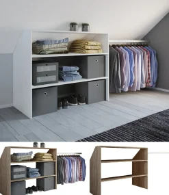 VCM Holz Kleiderschrank | offener Schrank | begehbarer Kleiderregal | Dachschrägen Regal | Maße ca. B. 90 x H. 100 x T. 50 cm - Dacho l