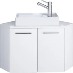VCM 2-tlg Set | Waschplatz für Gäste WC | Gästebad | Waschtisch Toilette | Badmöbel Eckschrank | Badezimmer Set – Vilosa