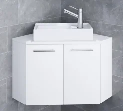 VCM 2-tlg Set | Waschplatz für Gäste WC | Gästebad | Waschtisch Toilette | Badmöbel Eckschrank | Badezimmer Set – Vilosa