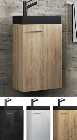 VCM 2-tlg Set | Waschplatz für Gäste WC | Gästebad Toilette | Waschtisch | Badmöbel Badezimmer Set – Slito-BL
