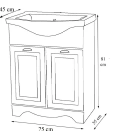 VCM 2-tlg. Waschplatz | Waschtisch Unterschrank 75 cm | Badmöbel Set mit Waschbecken | Landhaus Styl | praktische Schubladen | Komplett Casalo XL
