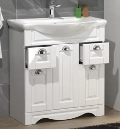 VCM 2-tlg. Waschplatz | Waschtisch Unterschrank 75 cm | Badmöbel Set mit Waschbecken | Landhaus Styl | praktische Schubladen | Komplett Casalo XL