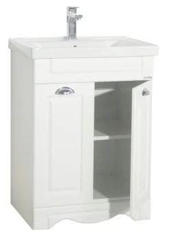 VCM 2-tlg. Waschplatz | Waschtisch Breite 60 cm | Badmöbel Set mit Landhaus Styl | Waschbecken aus Keramik | Landhaus Casalo L