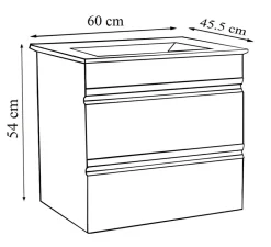 VCM 2-tlg. Waschplatz | Waschtisch 60 cm | Badmöbel Set mit Keramik Waschbecken | grifflose Schubladen | Komplettset Silora L