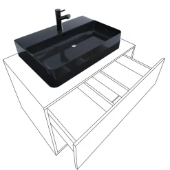 VCM 2-tlg. Waschplatz Waschtisch | schwarzes Waschbecken Unterschrank Breite 80 cm | Badmöbel Set mit Schubladen | Lendas S BL