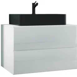 VCM 2-tlg. Waschplatz Waschtisch | schwarzes Waschbecken Unterschrank Breite 80 cm | Badmöbel Set mit Schubladen | Lendas S BL