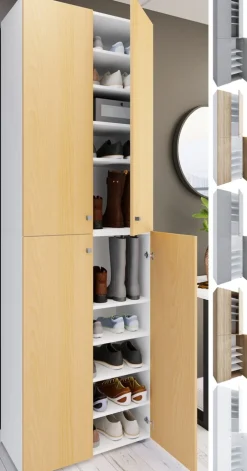 VCM XL Holz Großer Schuhschrank Schuhregal Groß Stiefel Dielenmöbel Lona 10 Fächer Drehtüren