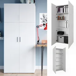 VICCO Aktenschrank FRANK weiß Schrank 2 Türen Bücherregal Standregal Aktenregal