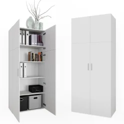 VICCO Aktenschrank FRANK weiß Schrank 2 Türen Bücherregal Standregal Aktenregal