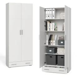 Vicco Aktenschrank Mehrzweckschrank Büroschrank Ingo Weiß-Sonoma Türen Schublade