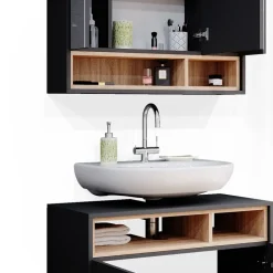 Vicco Badmöbel Badezimmermöbel Beatrice 2er Set aus Spiegelschrank Unterschrank