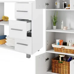 Vicco Badmöbel Set "Maris", Weiß, 2 Teile, mit Hochschrank und Waschbeckenunterschrank