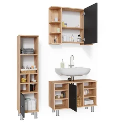 Vicco Badmöbel Set 3tlg Fynn Spiegelschrank Waschbeckenunterschrank Hochschrank