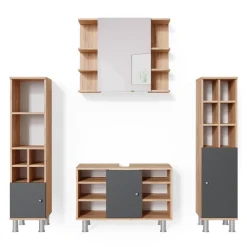 Vicco Badmöbel Set 4tlg Fynn Spiegelschrank Waschbeckenunterschrank Hochschrank