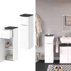 VICCO Badmidischrank OTIS Weiß - Badezimmerschrank Hochschrank Regal Badregal Bad