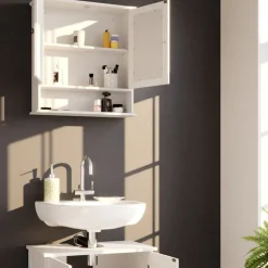 Vicco 2er Badmöbel Set Bianco Spiegelschrank Waschtischunterschrank Badschrank Badezimmermöbel Set im Landhausstil